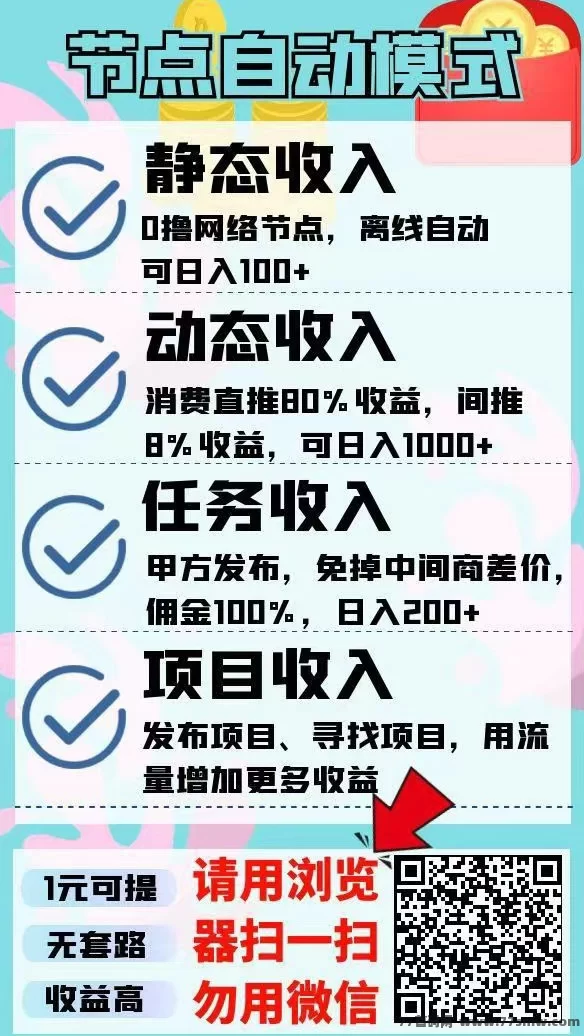 节点能量0成本褂机赚米，每天稳赚百圆不是梦！