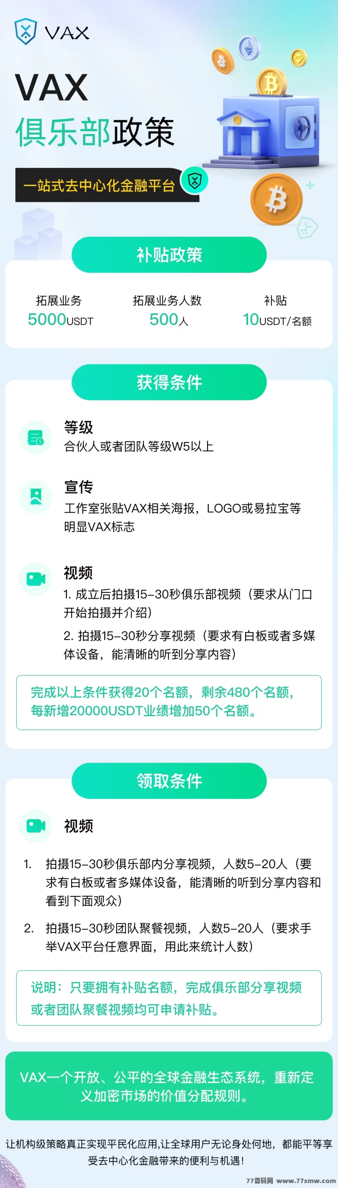 VAX上线在即！去中心化金融新势力，首批团队招募中！